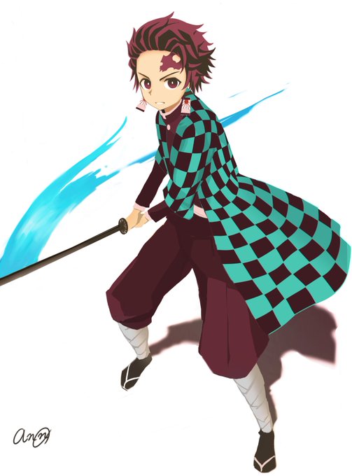 あんのさんがTwitterに投稿した竈門炭治郎(鬼滅の刃)のイラスト。