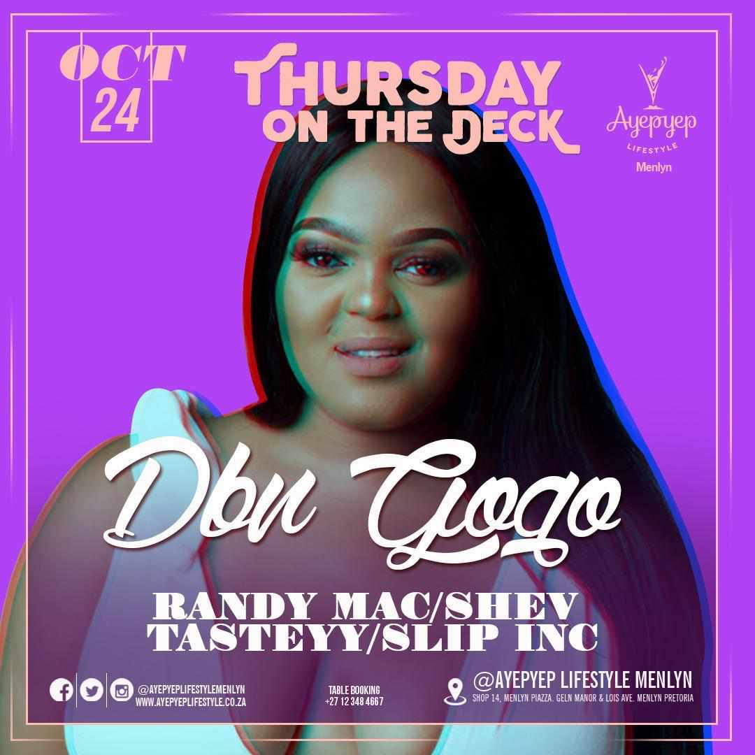 Taking you into the weekend the proper way!! @AyepyepMenlyn tonight #ThursdayOnTheDeck