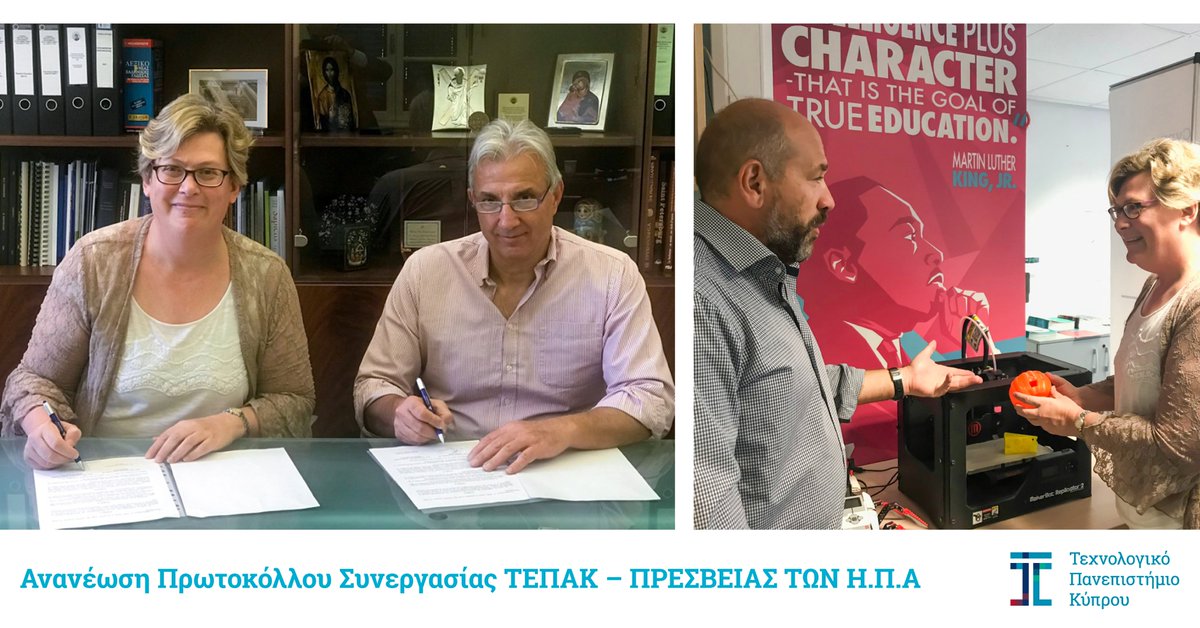 CyUniTech's tweet photo. Έχει ανανεωθεί η συνεργασία του Πανεπιστημίου μας με την Πρεσ��εία των Η.Π.Α. 🤝 μέσω της 1ης επίσκεψης της νέας Προϊσταμένης Δημοσίων Σχέσεων, κας Denise Jobin-Welchs, στο ΤΕΠΑΚ!

Η συνεργασία αυτή αφορά τον επιστημονικό, αμερικάνικο χώρο #CUTingEdge!

#EmbassyCyprus #technology https://t.co/xys9Up0zdG