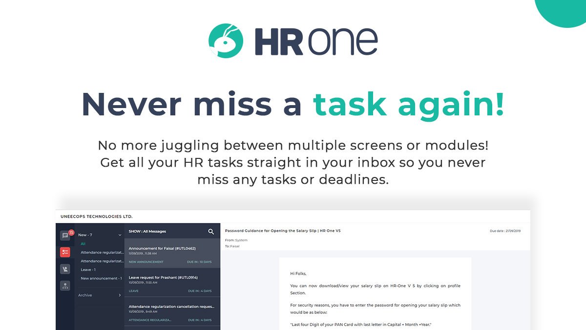 hronecloud's tweet photo. Manage your work like a pro and never miss any deadlines with HR-ONE, India's First "Inbox for HR" enabling a better workplace.
Know more 👉 https://t.co/kR63wgMijI
#HROne #InboxforHR #HRMS #HRIS #HR #HRSoftware #HRtool #HRApp #humanresources https://t.co/8NI1T2vb48
