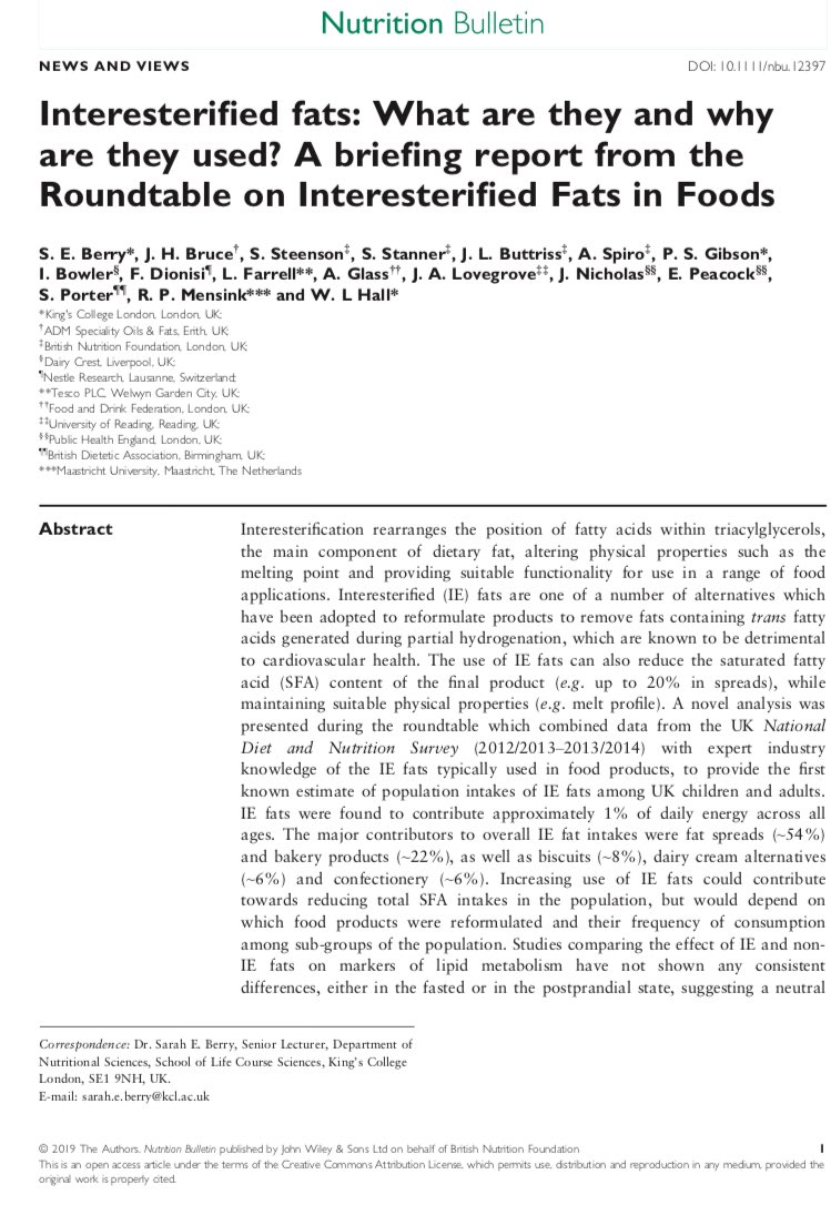 Our paper out today on Interesterified fats: What are they and why are they used? Should we be worried about their health effects? How much do we consume? @hall_wendy <a href="/j_lovegrove/">Julie Lovegrove</a> <a href="/DietitianSian/">Sian Porter</a> @BNFEvents <a href="/bbsrc/">Biotechnology and Biological Sciences Research</a>     onlinelibrary.wiley.com/c41c168c-e88a-….