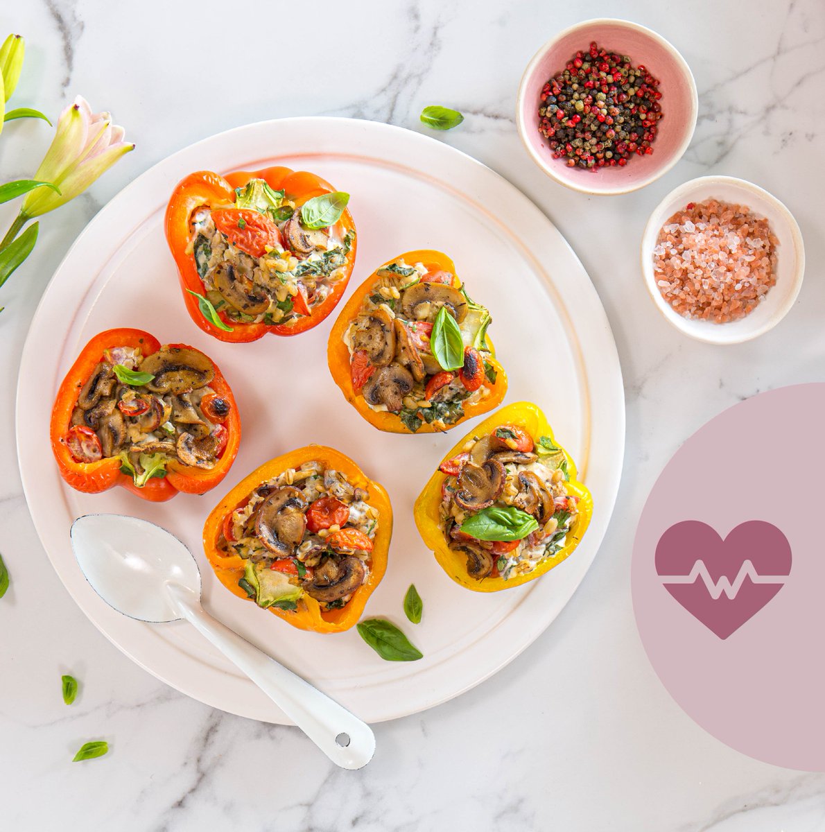 We love Portabellini Stuffed Peppers with Tomato, Basil & Barley bit.ly/35RFskg, and a little of what you like is (really!) good for you!

#BreastCancerSupporter #superfoodmushrooms #foodforthesoul #stuffedpeppers