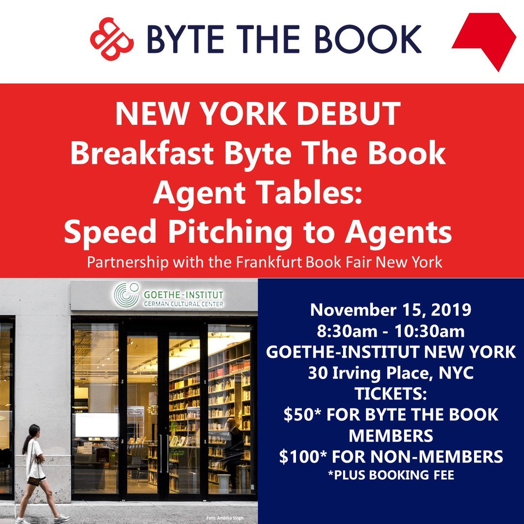 BytetheBook's tweet photo. Time for a trip to the big apple! 🍎
Join us on Friday, November 15 at the Goethe-Institut for our famous #agenttables speed pitching #event! Find more info on our #events page on our website!
@GI_NewYork @eventbrite @TimeOutNewYork
#newyork #newyorkevents #newyorkwriters https://t.co/lOlscsiu2q