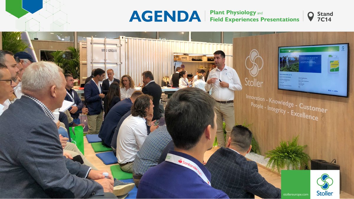 StollerEurope's tweet image. We share the agenda of presentations that will take place today, the 24th, in the Stoller’s stand 7C14 at Fruit Attraction. 

You are invited!

#FruitAttraction19 #StollerTechnology #PlantPhysiology