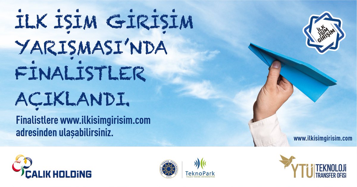 İlk İşim Girişim yarışması'nda finalistler açıklandı!

Finalistlere ilkisimgirisim.com adresinden ulaşabilirsiniz.