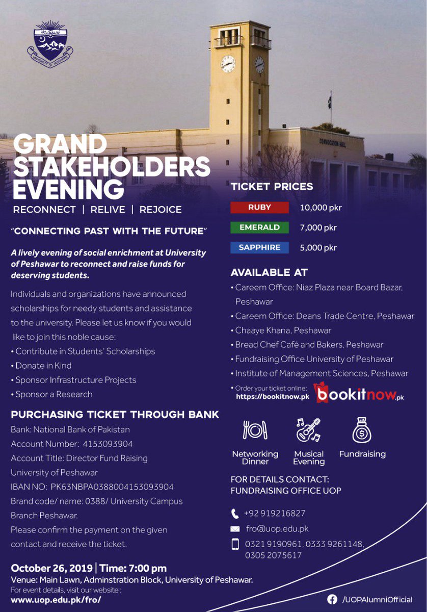 fasi_zaka's tweet photo. Do come to Peshawar University 7pm this Saturday on the 26th of October. The alumni are holding a fundraising effort to get scholarships for students- will be a great chance to reconnect and do something for the University that gave some of us so much. Please RT if you can. https://t.co/Cb4q1irVLC