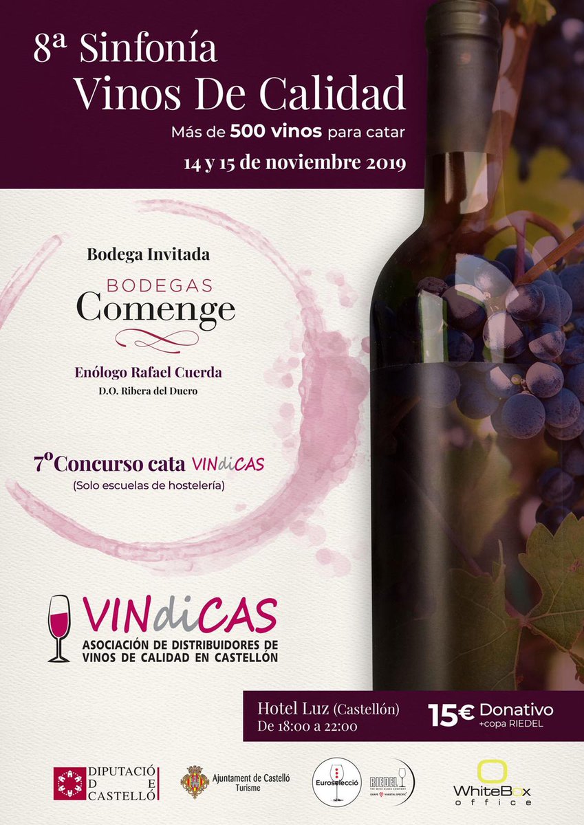 BodegasBaigorri's tweet photo. Los próximos días 14 y 15 de noviembre, los vinos de Bodegas BAIGORRI y @bodegagranbazan estarán presentes en la 8º Sinfonía Vinos de Calidad organizado por @asoc_vindicas en el Hotel Luz en #Castellón 🍷👏 ¡Nos vemos pronto! #BodegasBAIGORRI #RiojaAlavesa #WineLovers #VindiCas https://t.co/JrL1ML9UUl