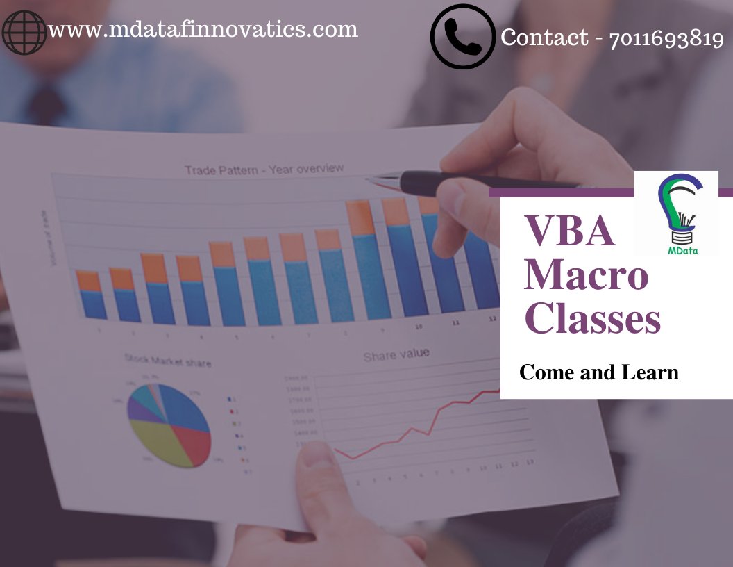 MFinnovatics's tweet image. Become a Master in #VBAMacros.
Mdata Finnovatics- Best Institute for learning VBA Macros
VBA Macros Classes Course by our experts in Faridabad.
Join Us. Learn from experts. Take Demo classes for free.
Contact - 7011693819.
#vbamacroscourseinfaridabad #vbamacrosclasses #faridabad