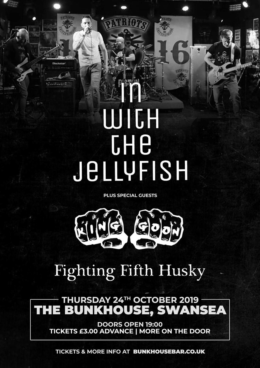 TONIGHT !! We'll be starting the weekend early at <a href="/bunkhousebar/">The Bunkhouse - Swansea</a>  with <a href="/IWTJ_/">In With The Jellyfish</a> and Fighting Fifth Husky and its gonna be gooood

<a href="/SwanseaMusicHub/">Swansea Music Hub</a> <a href="/WelshConnect/">Welsh Connections</a> <a href="/TheRTRockShow/">The RT Rock Show</a>  <a href="/rocknewsandview/">Rock News and Views</a> <a href="/adamwalton/">AdamW</a> 

#swansea #swanseamusic #livemusic #thursday #party