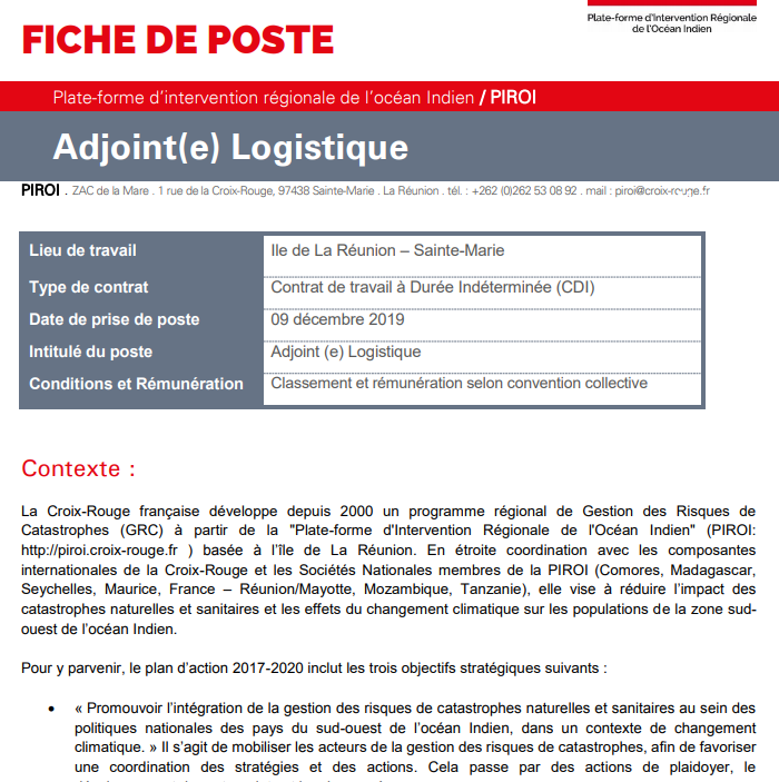 PIROI_CRF's tweet photo. La PIROI recrute ! Nous cherchons à compléter notre équipe avec un(e) Adjoint(e) Logistique. Poste en CDI à Sainte-Marie, Ile de La Réunion.
Plus d'infos dans la fiche de poste : https://t.co/TfItUkFcOP
#job #emploi #recrutement #PIROICenter https://t.co/e8tay3v6lz