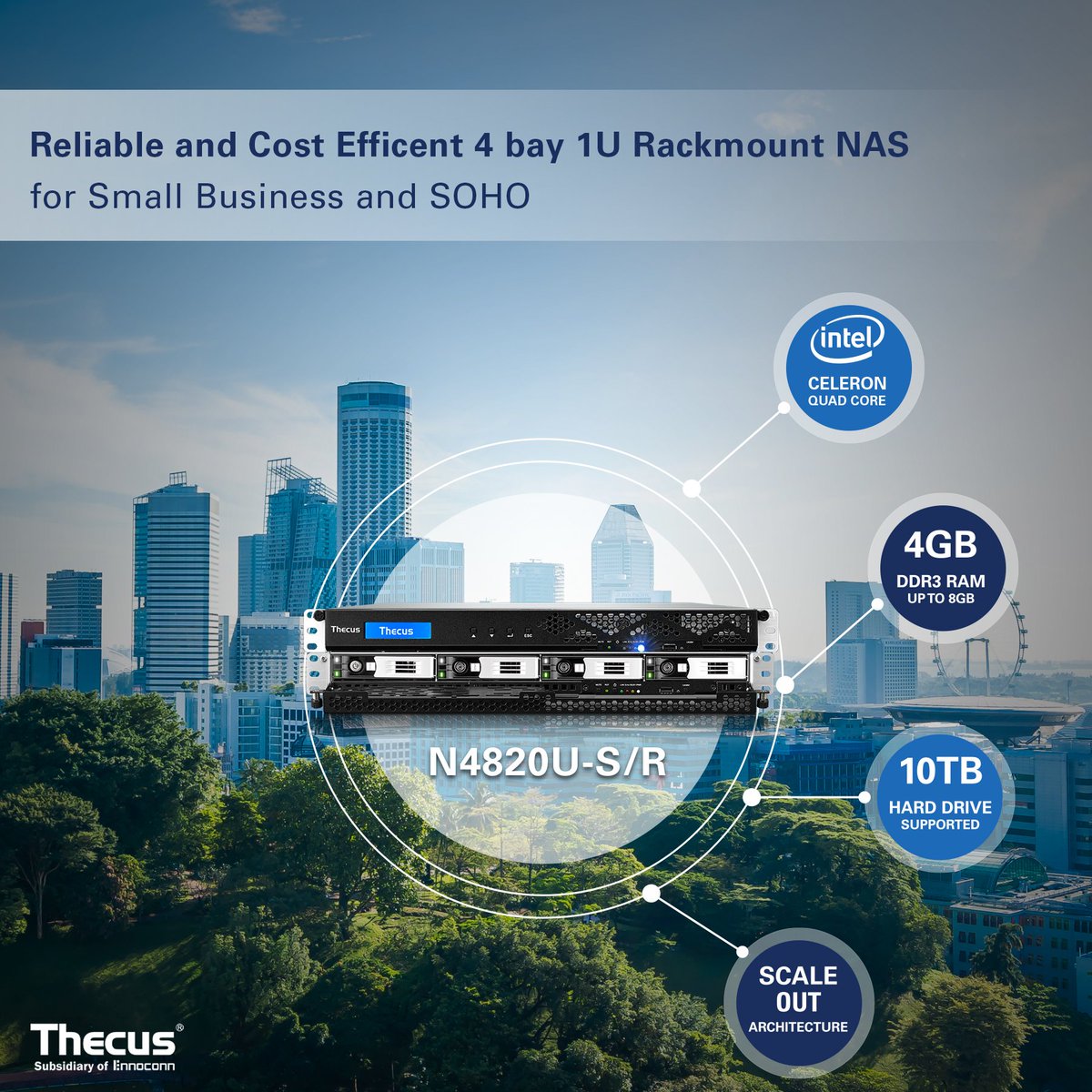 ThecusME's tweet photo. N4820U-S/R🤩
Reliable 4-bay 1U rackmount series for SMB and SOHO 🔥
Intel® Celeron N3450 Quad Core
4GB of DDR3 RAM
HDMI, DP and Line Out output
#server #follow #datacenter #Thecus #NAS #tech #webhosting #hosting #technology #data #storage #cloudhosting #Business #Office #Linux https://t.co/CszmQaakVO