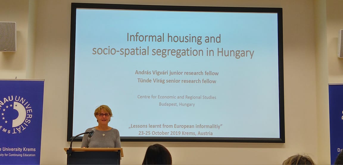 Research fellows AndresVigvari and Tunde Virag from Centre for Economic and Regional studies, Budapest Hungary at #breucom, presenting on "inform Housing and Socio-spatial segregation in Hungary"