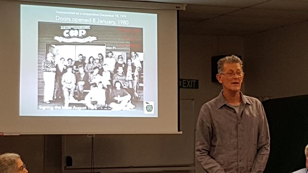 fiemberton's tweet photo. 40th AGM of Maple St Co-op in Maleny Queensland listening to founding members telling the story of this still-thriving local shop. #co-operative #shoplocal #ilovemaleny https://t.co/ic37E2kwEg