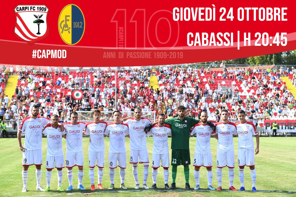 ac_carpi's tweet photo. STASERA E' LA NOTTE DEL #DERBY!
#MATCHDAY
@carpifc1909  🆚 #Modena
🏆 11^ giornata #SerieC
🏟 Sandro Cabassi
🕖 20:45
🎫 disponibili dalle 17 presso le biglietterie di via Ugo da Carpi
📺 @ElevenSportsIT 
📻 Modena 90 (88.2 FM)
📲 Twitter @carpifc1909 
#⃣ #CapMod
#FORZACARPI🇲🇨 https://t.co/9GsDSsw83h
