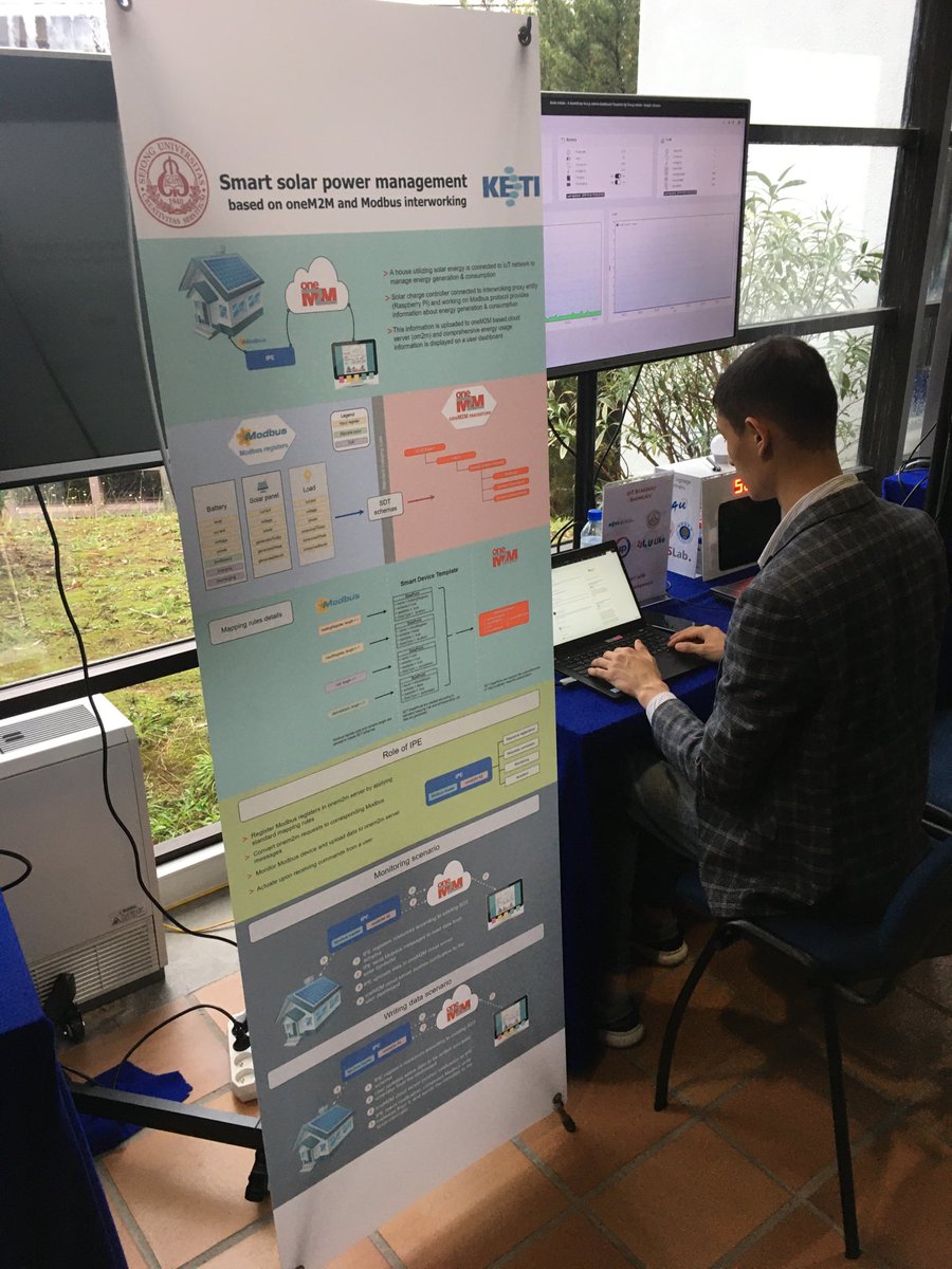 Smart solar power management demonstrating <a href="/onem2m/">oneM2M</a> and #Modbus interworking at ⁦<a href="/ETSI_STANDARDS/">ETSI</a>⁩ #IoT Week 2019 showcase #SmartHome