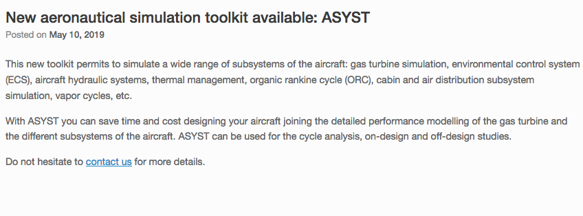 EcosimPro's tweet photo. New #aeronautical simulation toolkit available: ASYST: https://t.co/pd0tnU2WBj 🚀👍👇 https://t.co/tdFm8jcBfL