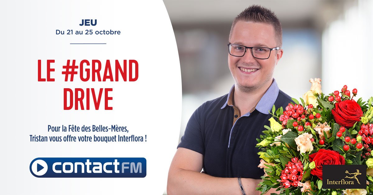 RadioContactFM's tweet photo. Dimanche 27 octobre, nous fêterons les Belles-Mères 🎉
Dîtes-nous, comment est la vôtre ?😄

Pour la remercier ou pour repartir sur de bonnes bases... Offrez lui votre bouquet "Exquise" @Interflora 💐 en jouant avec Tristan dans #LeGrandDrive de 16h à 20h sur @RadioContactFM ! https://t.co/rN2PtkeNIN