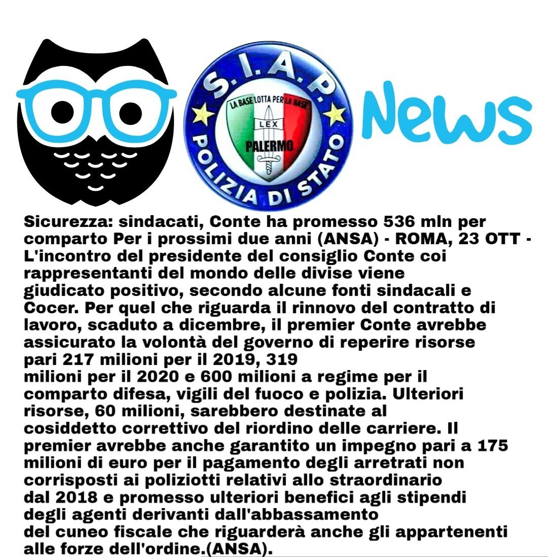 SiapPalermo's tweet photo. #Siap #SiapPalermo #Sindacati #SindacatiPolizia #PoliziadiStato #ForzeDellOrdine #CompartoSicurezza #Sicurezza #contratto #rinnovocontratti #investimenti https://t.co/pgUvIyuvLJ