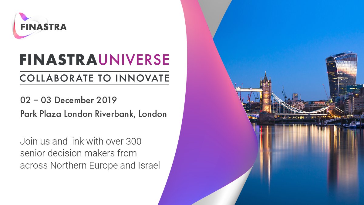 FinastraFS's tweet photo. We're excited to see you at this year's #FinastraUniverseLondon. Together, we'll explore the growing impact of technology on the banking sector. Get your tickets here: https://t.co/1jatLm7hTo https://t.co/kAcvspWfr4