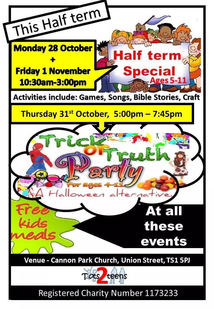 T2T_Charity's tweet image. Looking forward  to next weeks #halfterm  specials  and trick or truth party.
Some of the team met up today and came up with some great ideas!

#JesusSaves #GoodNews #kids