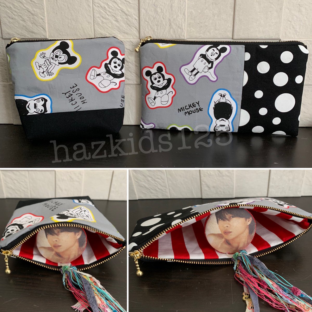 Hazkids125 葉月 בטוויטר 嵐ミッキーハンカチでポーチも作ったよ 毎度同じものだけど フラットポーチは通帳入れに もぅひとつの方はイヤホンや充電器etc細々した物を入れて使う予定 嵐 嵐ハンドメイド 嵐グッズリメイク 嵐を旅する展覧会グッズ