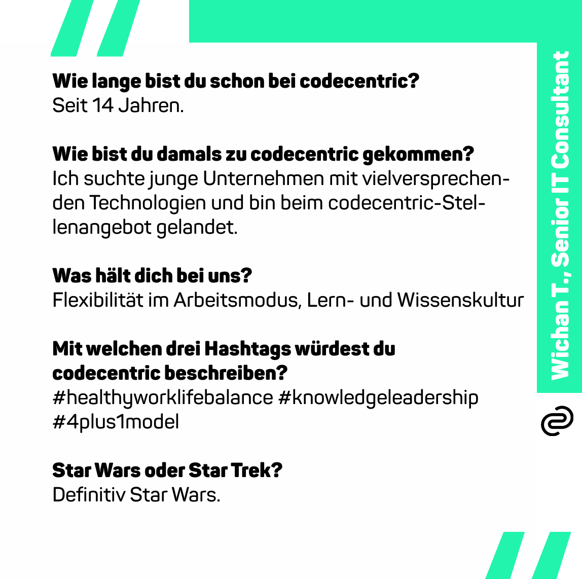 codecentric's tweet photo. 💬⚡Zeit für ein weiteres Blitz-Interview mit einem unserer „alten Hasen“ 🐇 und treuesten Mitarbeiter: Wichan Threamthrakanpon. Seit 14 Jahren ist er codecentricer in Solingen und schätzt besonders unsere Lern- und Wissenskultur. 📚https://t.co/b7b3moWllL #tbt #codecentriccrew https://t.co/Uh0TVaiyvF