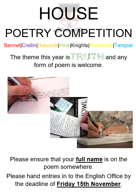 KTS 6th form are running a poetry competition, plenty of poetry books in the KTS library for inspiration.....