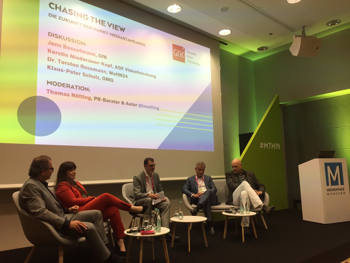 MEDIENTAGE MÜNCHEN (@medientage_mtm) on Twitter photo Chasing the view-Die Zukunft der Markt-Mediastandards diskutiert Thomas Nötting, PR-Berater mit Jens Bosselmann, GfK, Kerstin Niederauer-Kopf, AGF Videoforschung, Dr. Torsten Rossmann, WeltN24 GmbH und Klaus-Peter Schulz, OMG. <a href="/gfkentertain/">GfK Entertainment - An NIQ Company</a> <a href="/WeltN24/">WeltN24 GmbH</a> <a href="/tnoetting/">Thomas Nötting</a> #MTM19 Chasing the view-Die Zukunft der Markt-Mediastandards diskutiert Thomas Nötting, PR-Berater mit Jens Bosselmann, GfK, Kerstin Niederauer-Kopf, AGF Videoforschung, Dr. Torsten Rossmann, WeltN24 GmbH und Klaus-Peter Schulz, OMG. <a href="/gfkentertain/">GfK Entertainment - An NIQ Company</a> <a href="/WeltN24/">WeltN24 GmbH</a> <a href="/tnoetting/">Thomas Nötting</a> #MTM19