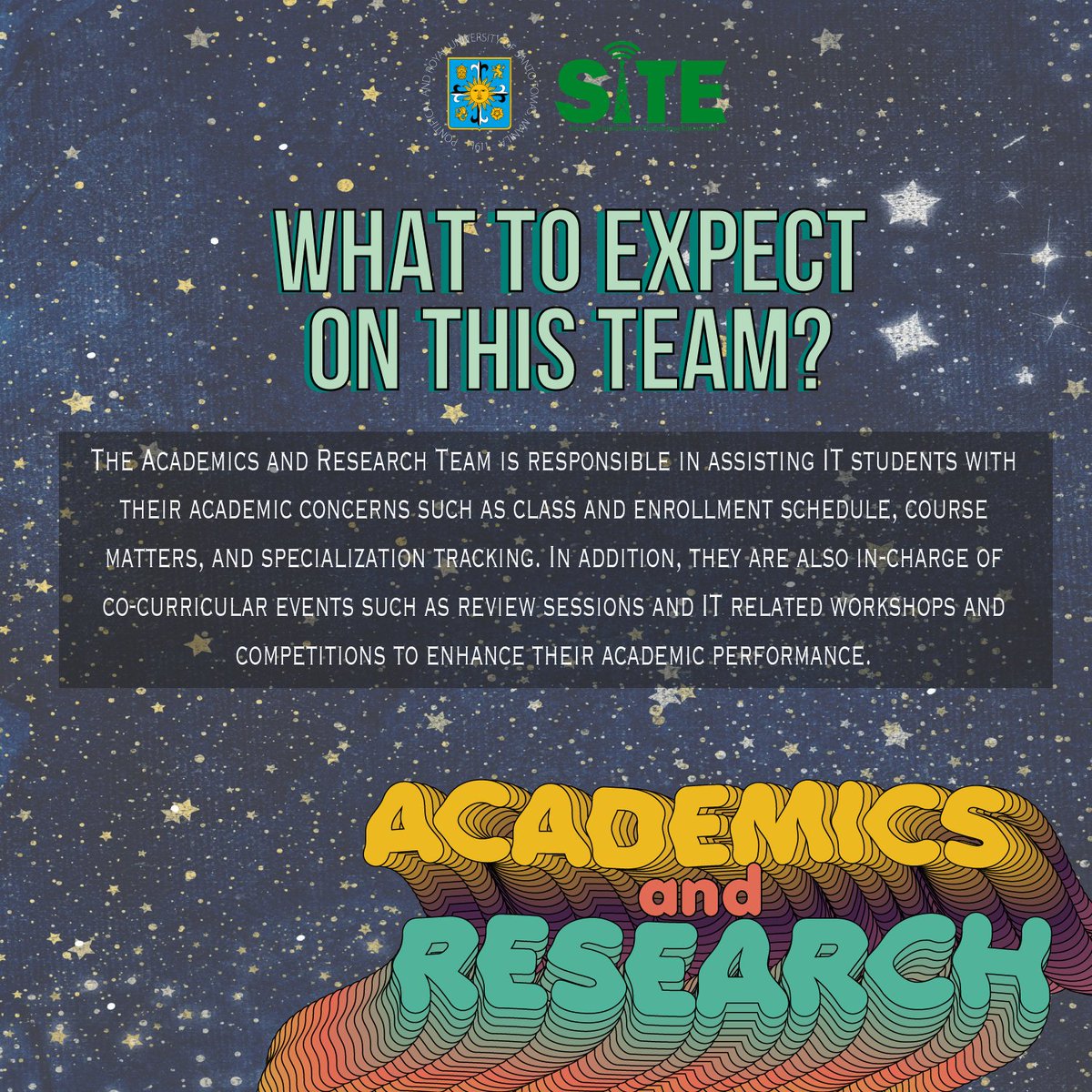 USTSITE's tweet photo. Empower and Educate!
Team Academics and Research focuses more on the academic side and conducts review sessions and reviewers for the IT Community. Jump in and learn with #TeamAcads! π
#SITEAllOut https://t.co/9yEUglRL77