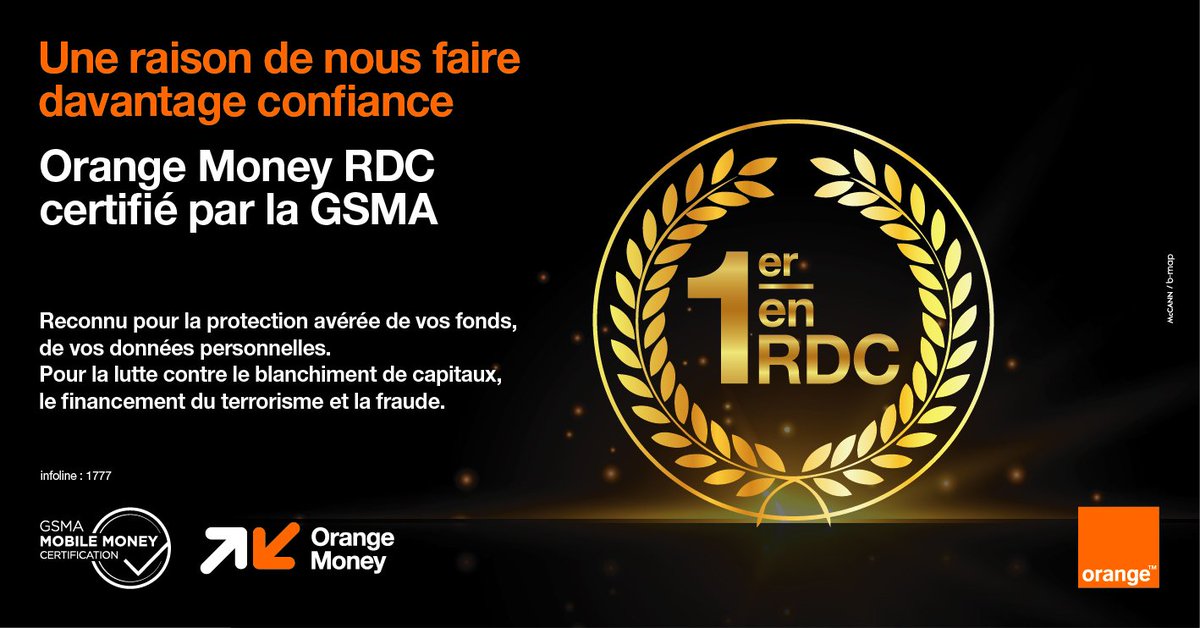 Bmapsarl's tweet photo. GSMA :
Orange Money RDC a reçu cette année la certification GSMA, une certification internationale qui confirme la qualité de service d’Orange Money.
Concept Créatif: visuels réalisés par B-MAP sarl en collaboration avec McCann
#BmapAds #Pride #OrangeRDC https://t.co/fRlRlXhLfn