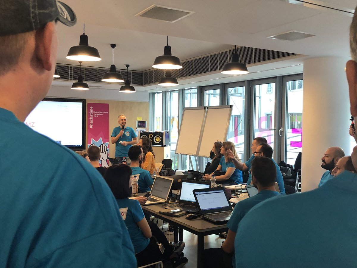 _Develovers's tweet photo. This is @falfigo giving a warm welcome to the participants of the Digital Workplace #Hackathon from Russia, Hungary, Greece, Slovakia and Germany in Bonn and of course to the teams that are working in São Paulo and Hungary. It‘s #Hackatime!#telekomwall https://t.co/crPtxXJGMP