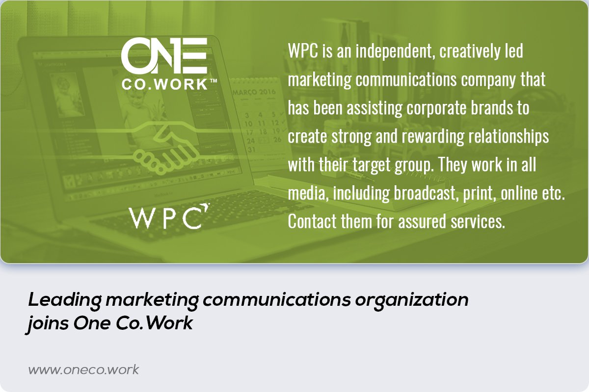 OneCoWork's tweet image. Every client is a star on our shoulder one of which is WPC India

#OneCoWork #WorkTheWayYouLove #OneFamily