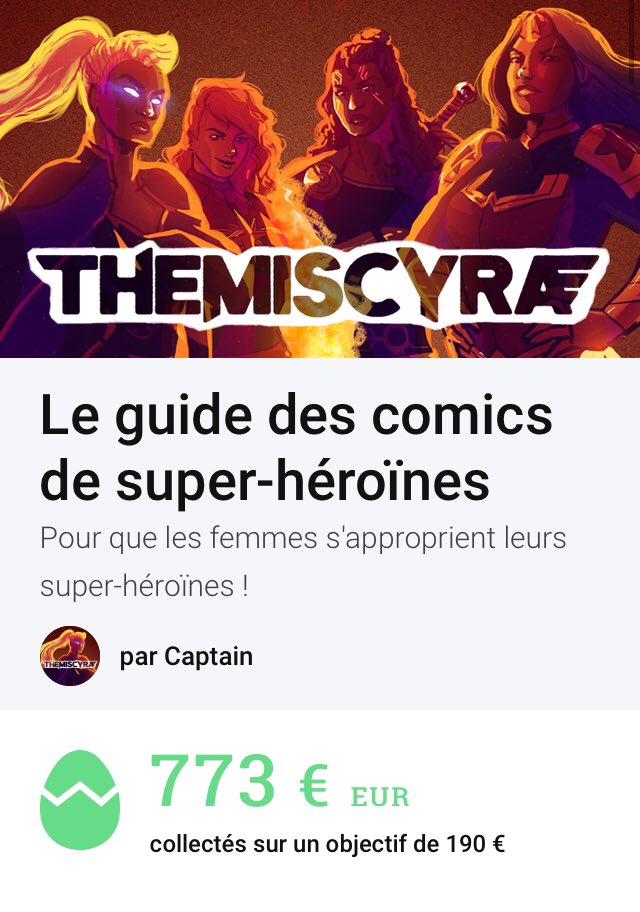 Themiscyra_co's tweet photo. Le guide des comics de super-héroïnes a encore besoin de votre soutien !

Plus nous récolterons de fonds, plus nous pourrons élargir sa diffusion 🙂

Si on atteint les 1000€, 3 petits portraits de super-héroïnes seront mis en jeu sur Twitter 🎨 https://t.co/XqlzuLsjj6 https://t.co/8n1Nr7J8Kv