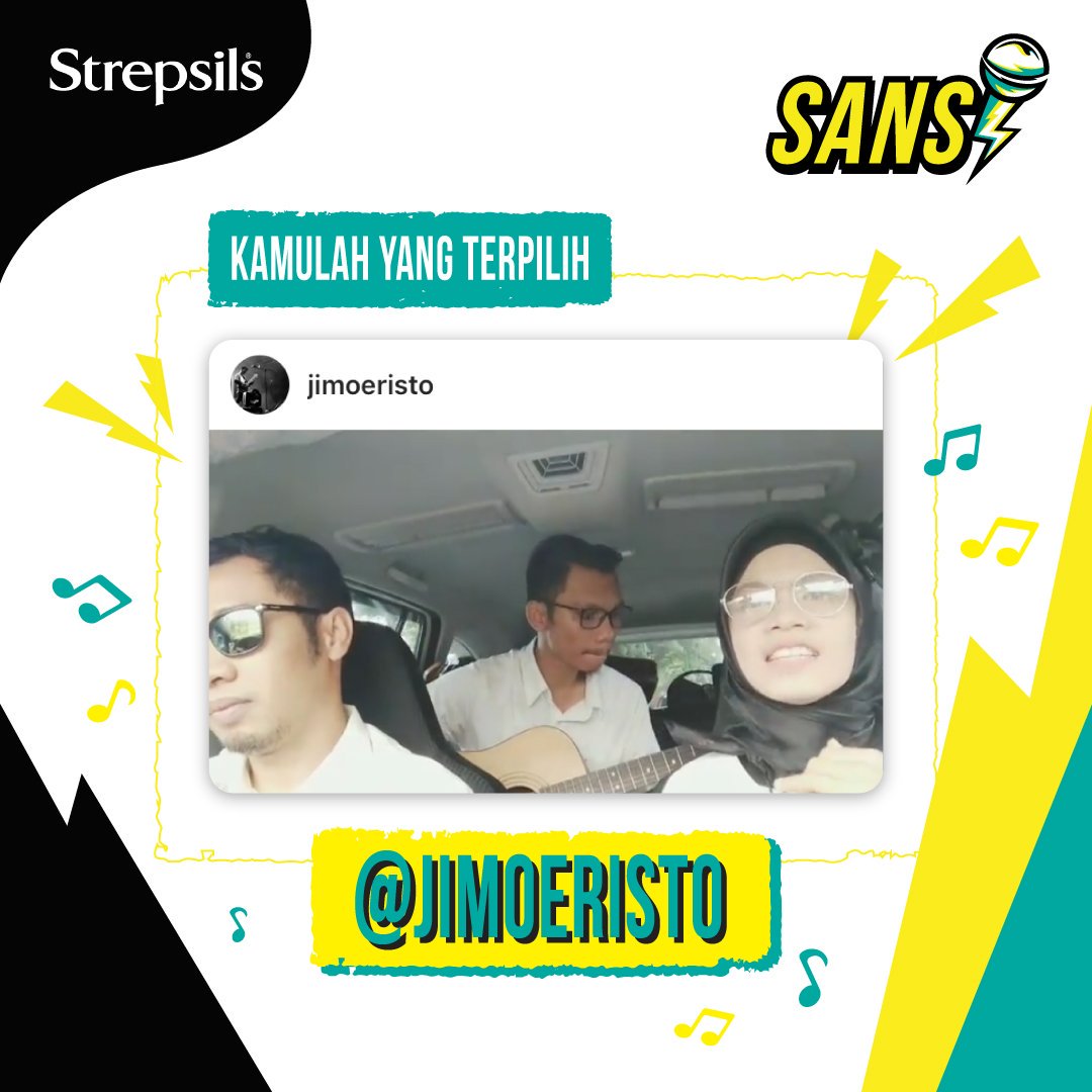 Selamat kepada @jimoeristo sebagai Pemenang Utama #VokalisMobil #SANS #StrepsilsExtraStrong

Terima kasih untuk semua yang sudah ikut berpartisipasi. Tetap di sini untuk keseruan lainnya ya, Sobat Strepsils!
