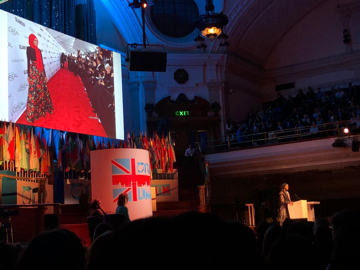 porternovelli's tweet photo. "Don’t change yourself, change the game” - this morning our #OYW2019 delegates listened to UNICEF ambassador, Halima Aden, talk about her experience as the first hijab-wearing model #PN1ForAll #PNPurpose https://t.co/4vqZTDzpXA