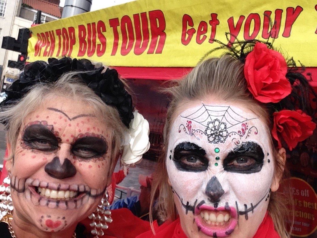 Bristol_Insight's tweet photo. We've jut realised that these two will be working at our gazebo on Stop 1 tomorrow. You have been warned! 🎃

#Bristol #VisitBristol #Halloween #opentopbustours https://t.co/Ab3JGpnUqd