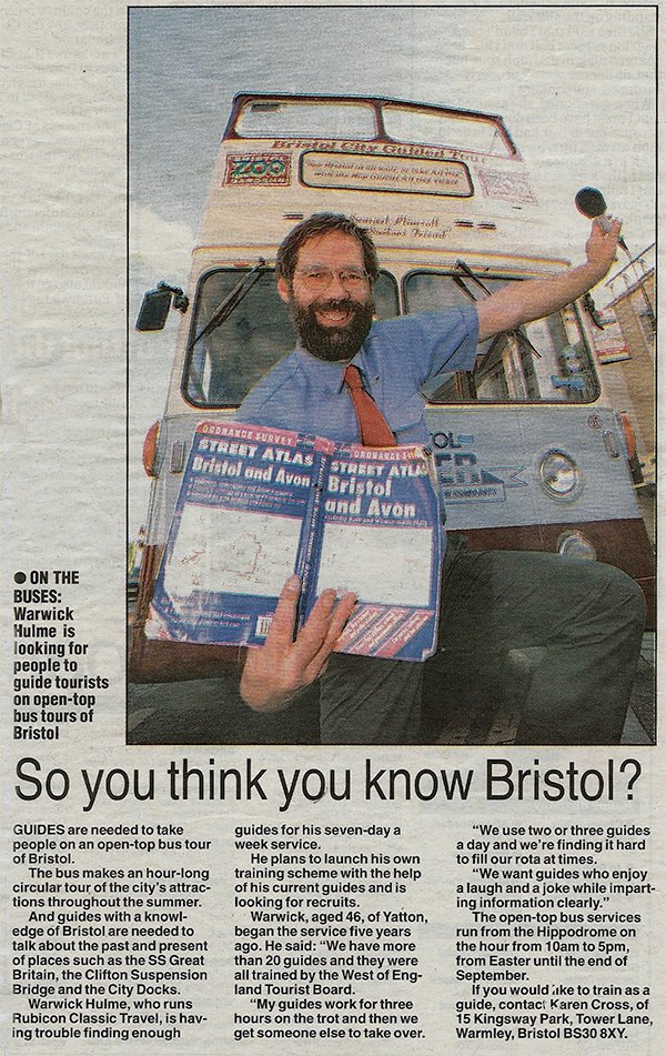 As we drive towards the end of our 25th year, here's a blast from the past. Founder Warwick back in the day advertising for Guides via local media.

#Bristol #opentopbustours #Blastfromthepast #ThrowbackThursday #opentopbus