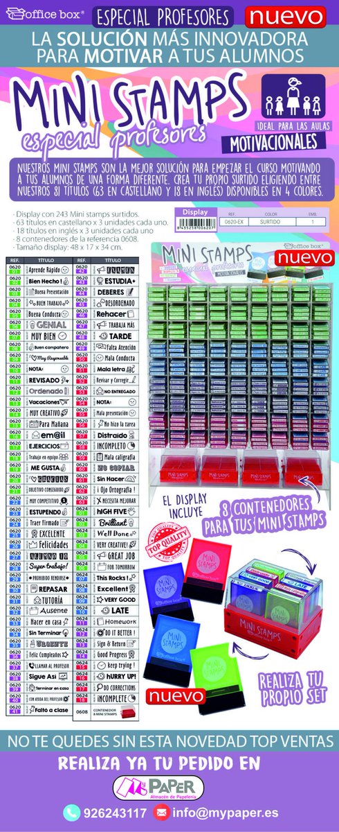 _My_Paper_'s tweet photo. Mini Stamps!! La solución más innovadora para motivar a tus alumnos!! #MyPaper #Stamps #Sellos #Motivar #Novedad https://t.co/pVRxYR09SN