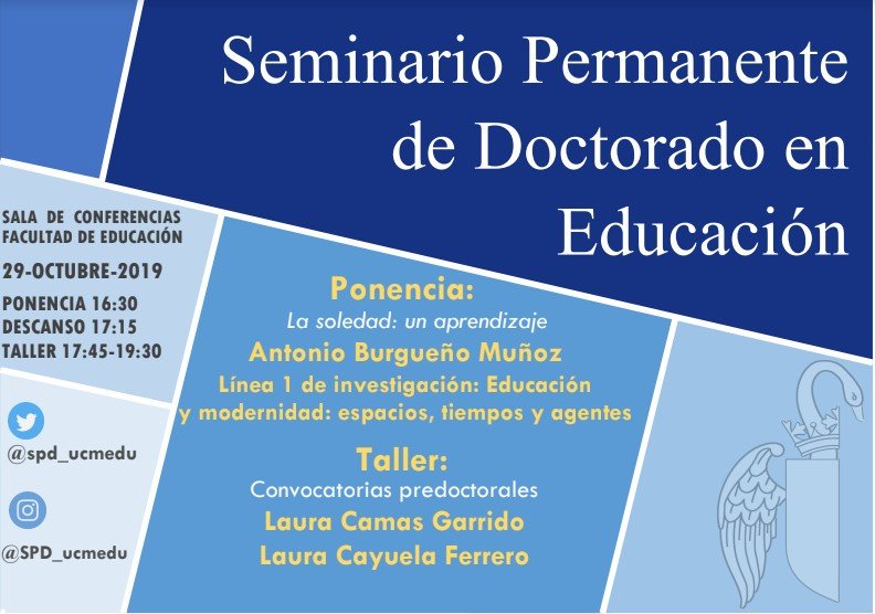 spd_ucmedu's tweet photo. ¡No te pierdas la primera sesión del SPD! #SPDL1👇👇

🗓️ 29 de octubre
🕟 16:30-19:30
🏛️ Sala de Conferencias de la Facultad de Educación
➡️ Ponencia de la L1 de investigación + Taller formativo https://t.co/eFXJUtH5WA