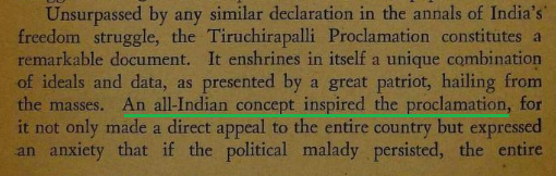 As, Professor K Rajayyan says, "...an all India concept inspired the Proclamation..."So much of the divisive dravidian narratives. Our forefathers were much more knowledgeable, patriotic, stellar & brave...