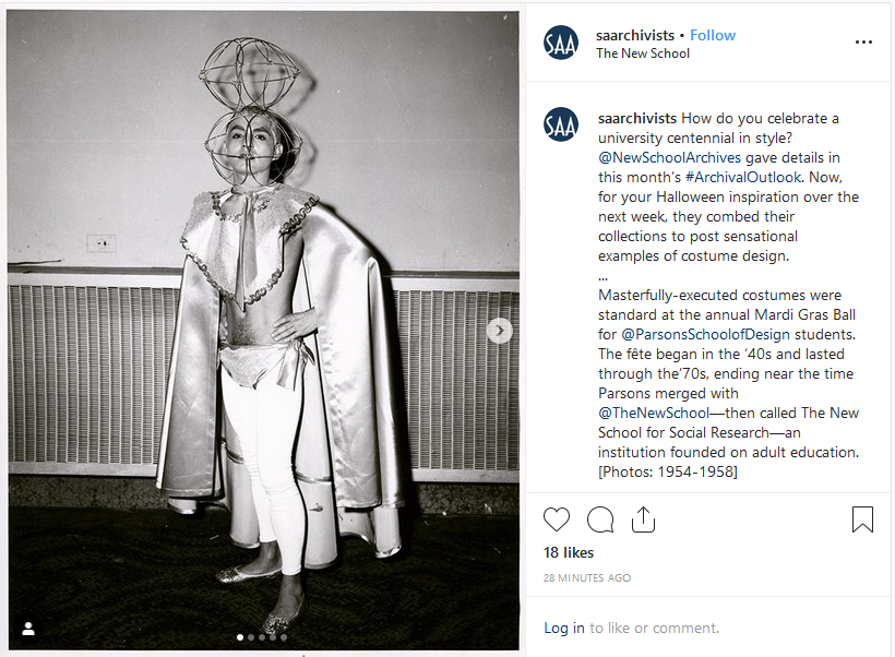 TNSarchives's tweet photo. For our followers also on Instagram, we've taken over @archivists_org account because, well, we've got incredible documentation on costumes, mostly due to our incredible students, alums, and faculty. #halloween2019 #archives #designarchives #costumes https://t.co/XgPRBF3mFf https://t.co/41AmEOTFAo