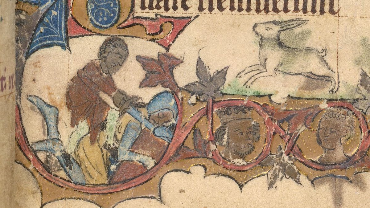 Bunny watching a murder!(Lansdowne 346 f. 7 David and Goliath)  #MedievalTwitter