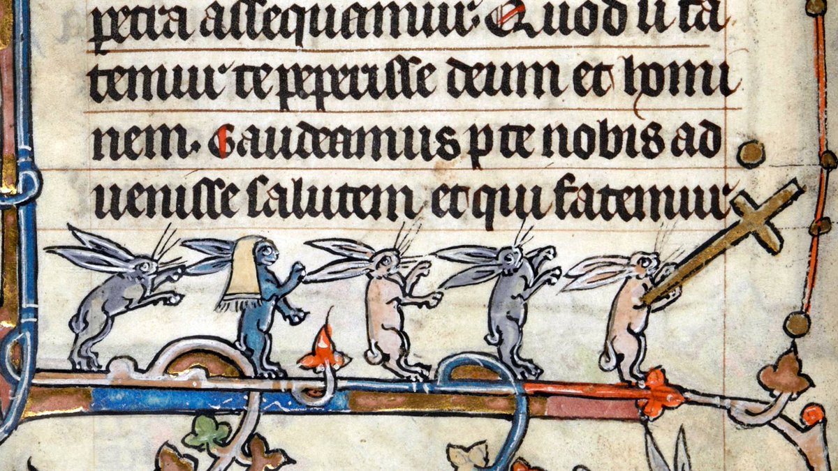 Bunnies on pilgrimage!(BL, MS Add 36684, f. 24v)  #MedievalTwitter