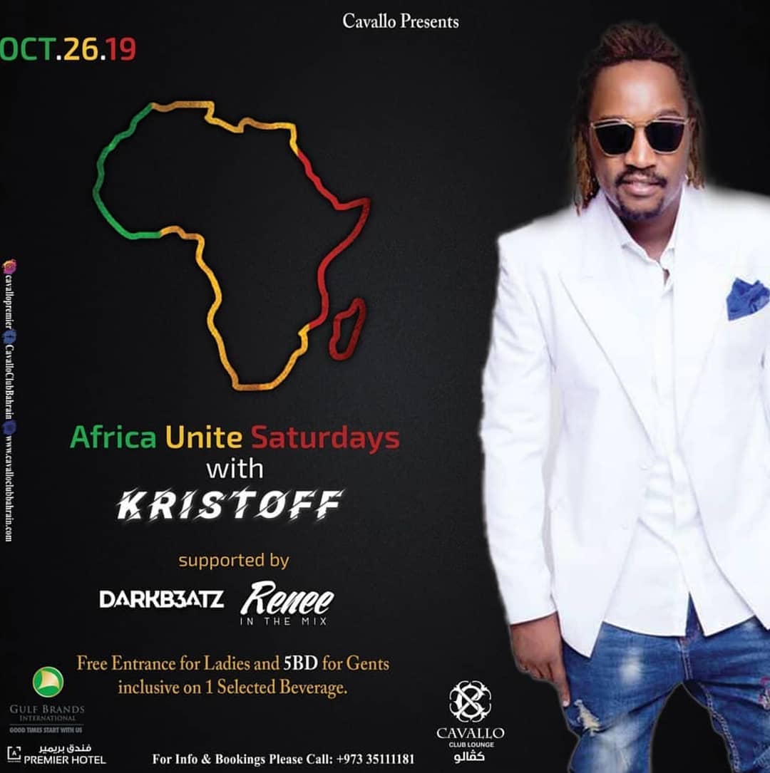 KRISTOFF_kenya's tweet photo. We'll be throwing a #BASH down in BAHRAIN this Saturday for the AFRICAN UNITE ๐ฅ๐ฅ๐ at @cavallopremier with @djrenee254
#KenyaToTheWorld baby ๐ค๐บ๐ผ#CavalloClub #UsitokeBash https://t.co/3kcOKeYSaK