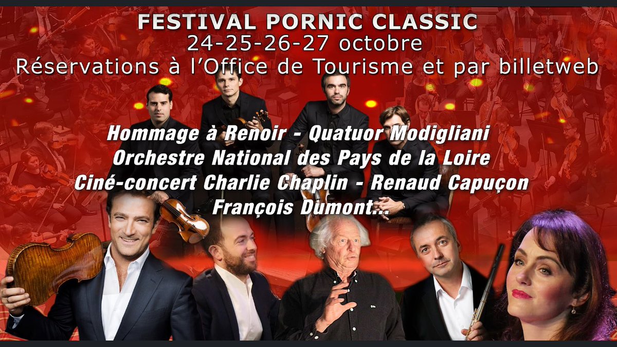 fdumontpiano's tweet photo. Le festival  @PornicClassic démarre ce soir !
• 24/10 > « Renoir à Pornic », avec Philippe Bernold, flûte - @HSOPKEARNS , soprano - Eric Chartier, récitant
• 25/10 > avec l'Orchestre National des Pays de Loire
+ @RCapucon @QModigliani 
👉🏻 https://t.co/ARJ81mqyU2 https://t.co/9Zg9EE6jQG