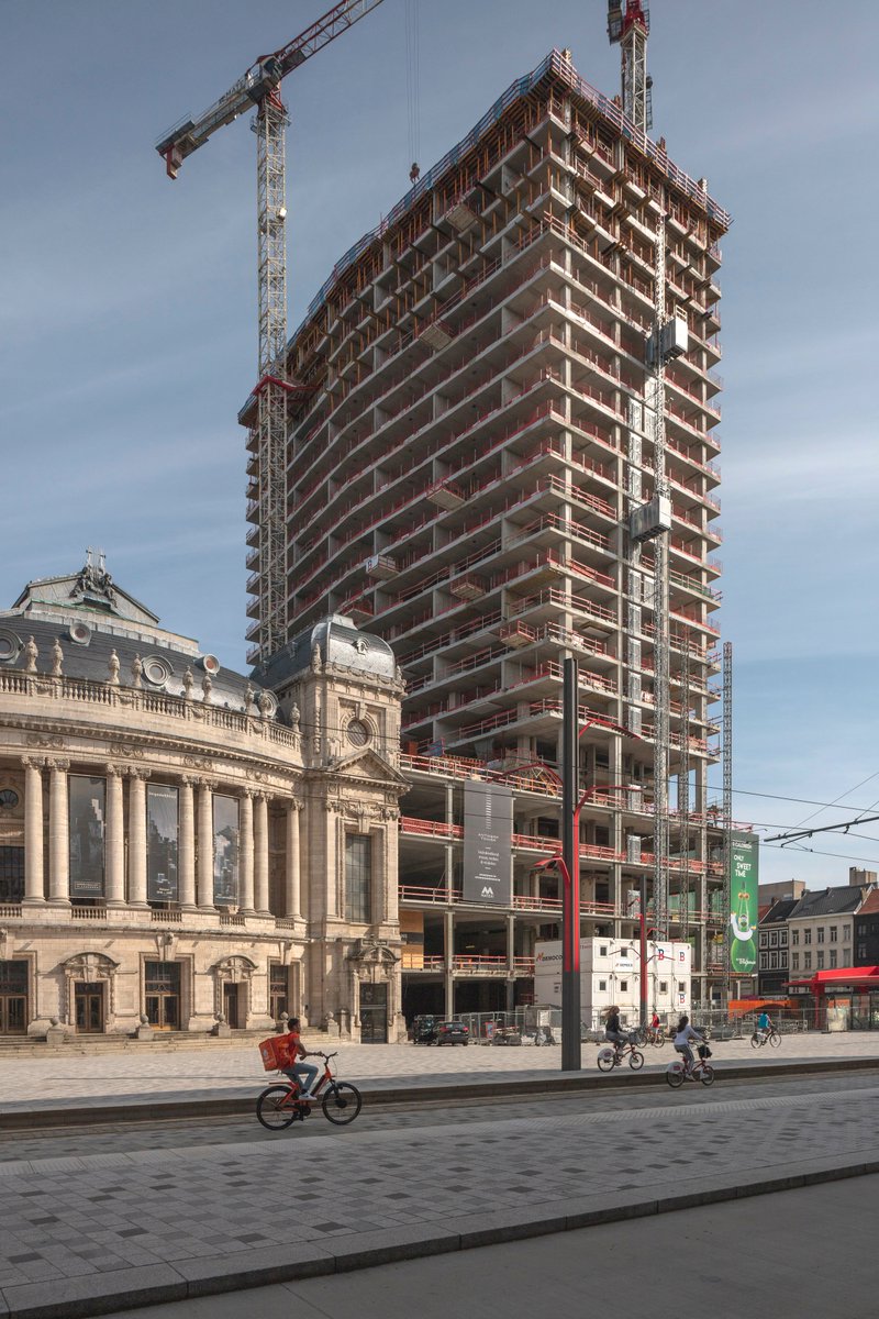 #WielArets Architects progress construction on the Antwerp Tower in #Antwerp, Belgium: tinyurl.com/y2xefz3y