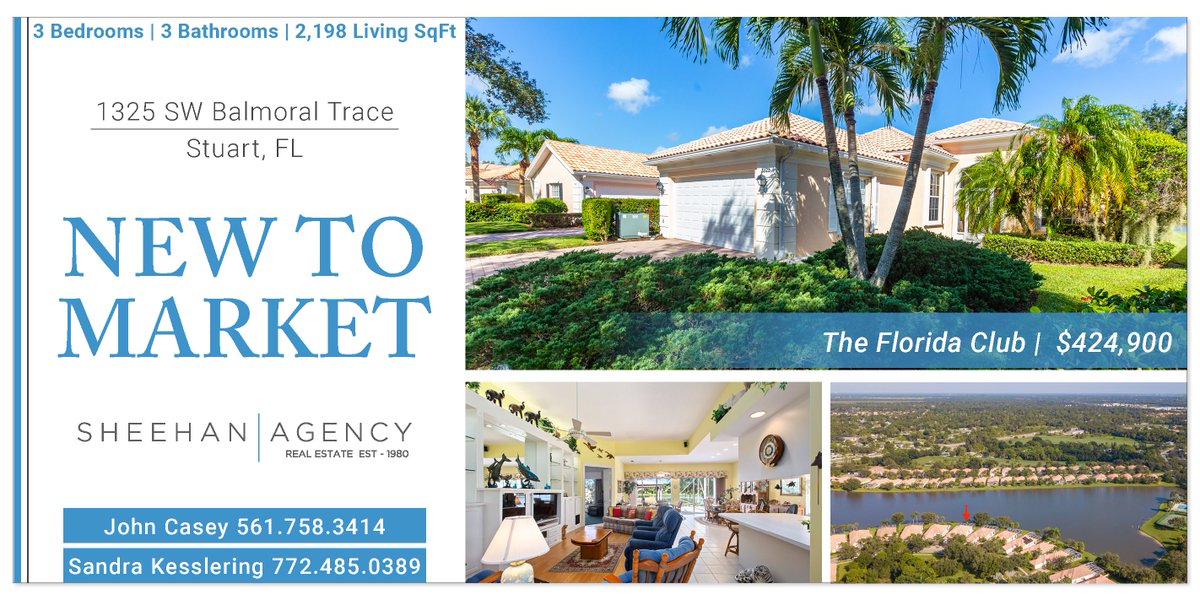 SheehanAgency's tweet photo. NEW TO MARKET! The Florida Club
1325 SW Balmoral Trace, Stuart
https://t.co/MA2bAHbO7v
#newtomarket #newlisting #homeforsale #realestateagent #thesheehanagency #stuartflorida #stuartrealestate #stuartrealtor #homesforsaleinstuartfl #treasurecoastrealtor #treasurecoastrealestate https://t.co/WMXSPXGIzL