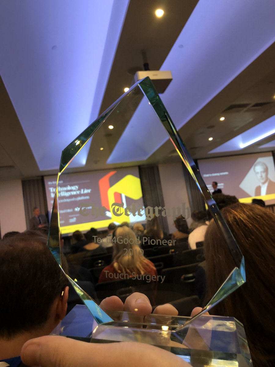 TouchSurgery's tweet image. Proud and excited to be selected 
as winners of the @Telegraph #Tech4good Pioneer for 2019… Congratulations to the whole @TouchSurgery team! #techintel19 @TelB2BEvents #ChangingSurgery