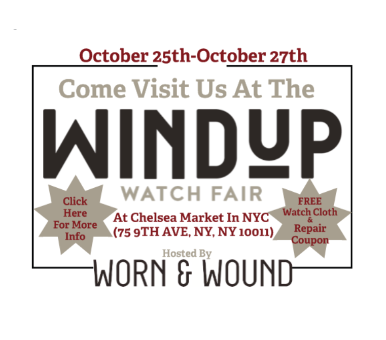 CentralWatch's tweet photo. Be sure to come visit us this weekend (10/25-10/27) at @wornandwound's #WindupWatchFair. We will be giving out FREE GCW Watch Cloths &amp; Windup Exclusive Service Coupons! 
For more info, please visit:
https://t.co/VwnRbfcYfH https://t.co/221NbRfSV8