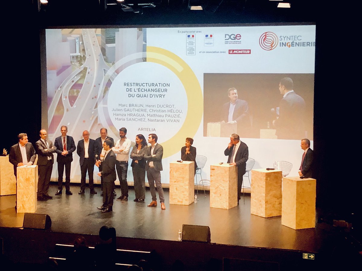 Davricourt_FR's tweet photo. Félicitations aux équipes d’@arteliagroup pour le prix “#construction et aménagement” dans le cadre de leur projet de restructuration l’échangeur du quai d’Ivry 💪🏼 @Syntec_Inge #MeetInge2019 #MeetInge #projet #ingenierie https://t.co/FdjxGyCnV2